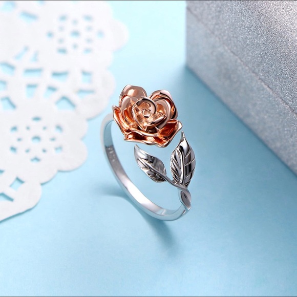 Solid 925 Sterling Silver Rose Flower Ring - Picture 3 of 6